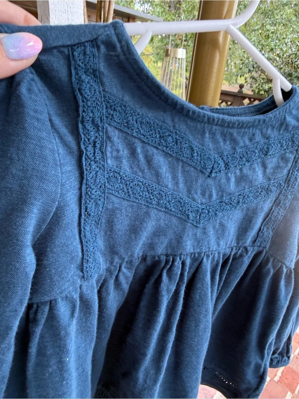 Old Navy Navy Blue Long-Sleeve Peplum Top for Girls 2T